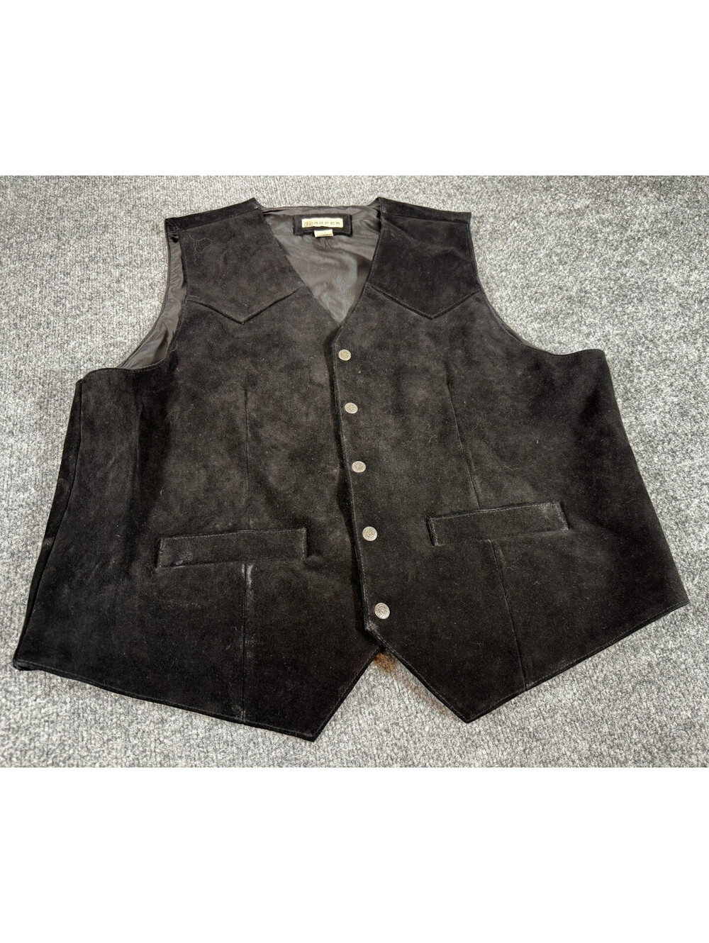 Roper Men's Vest Size 2XL Black Leather Western Snap Button Vest